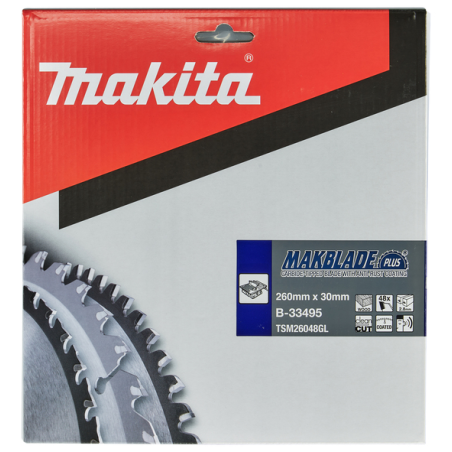 LAME TCT MAKBLADE+ 260-30-48 BOIS - B 33495 - 0088381422383 - D'ORIGINE MAKITA