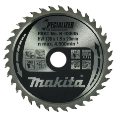 LAME TCT SPE BA 136-20-36 BOIS - B 33635 - 0088381422529 - D'ORIGINE MAKITA