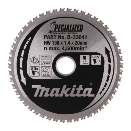 LAME TCT BA 136-20-50 TOLE - B 33641 - 0088381422536 - D'ORIGINE MAKITA