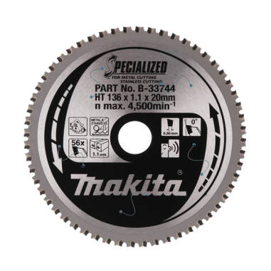 LAME CARBURE INOX-METAL SPE MET+BATT 136X20MM 56D - B 33744 - 0088381422635 - D'ORIGINE MAKITA
