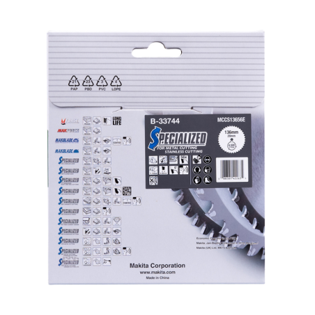 LAME CARBURE INOX-METAL SPE MET+BATT 136X20MM 56D - B 33744 - 0088381422635 - D'ORIGINE MAKITA