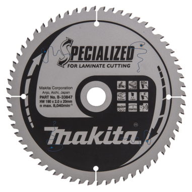 LAME TCT ST 190-20-60 SPE LAMIN - B 33847 - 0088381422697 - D'ORIGINE MAKITA