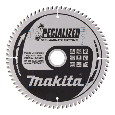 LAME TCT 216x30x72T POUR LAMINE - B 33853 - 3240890934628 - D'ORIGINE MAKITA