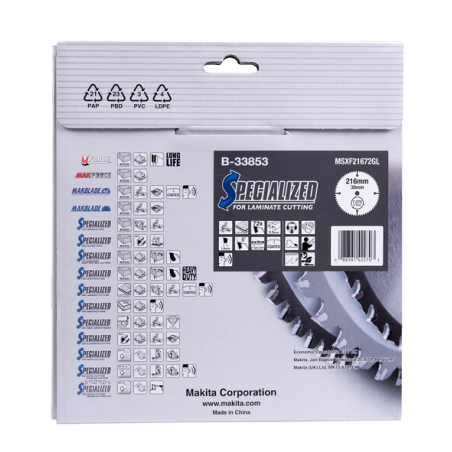 LAME TCT 216x30x72T POUR LAMINE - B 33853 - 3240890934628 - D'ORIGINE MAKITA