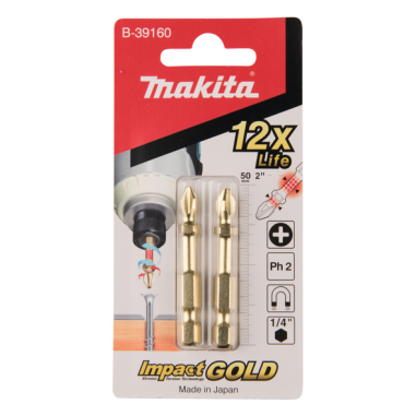 EMBOUT PH2 50"IMPACT GOLD"2PCS / B 39160 / 0088381433624 - D'ORIGINE MAKITA