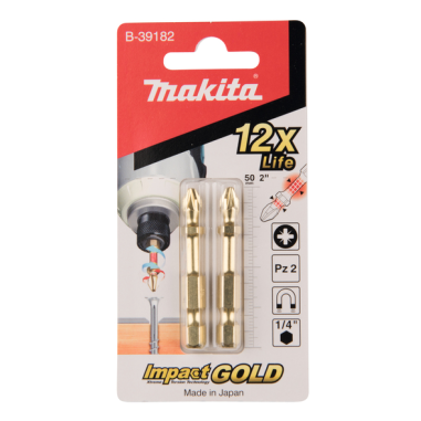 EMBOUT PZ2 50"IMPACT GOLD"2PCS / B 39182 / 0088381433648 - D'ORIGINE MAKITA