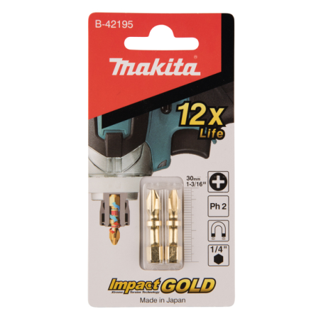 EMBOUTS SHORTON IMPACT GOLD PH2 (2 PCS) / B 42195 / 0088381439893 - D'ORIGINE MAKITA