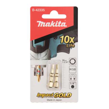 EMBOUTS SHORTON IMPACT GOLD HEX 3,0 (2 PCS) / B 42335 / 0088381440035 - D'ORIGINE MAKITA