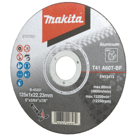 DISQUE TRONC ALU 125x22,23MM 1,5MM A46NBF92 / B 45331 / 0088381448574 - D'ORIGINE MAKITA