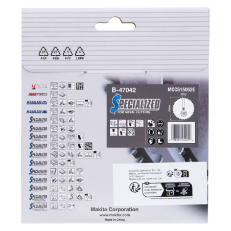 LAME CARBURE METAL 150x20 mm 52D - B 47042 - 0088381454254 - D'ORIGINE MAKITA