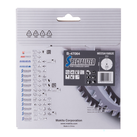 LAME CARBURE ALU 150x20x52D - B 47064 - 0088381454278 - D'ORIGINE MAKITA