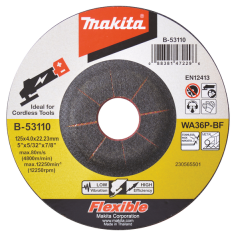 MEULE A EBARBER METAL FLE+BATT 125X4X22,23MM WA36P - B 53110 - 0088381472296 - D'ORIGINE MAKITA