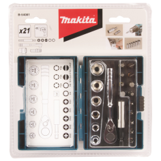 COFFRET EMBOUT (21pcs) AVEC CLE A CLIQUET / B 54081 / 0088381476966 - D'ORIGINE MAKITA 2