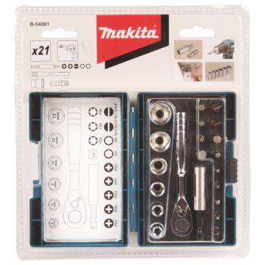 COFFRET EMBOUT (21pcs) AVEC CLE A CLIQUET / B 54081 / 0088381476966 - D'ORIGINE MAKITA COFFRET EMBOUT (21pcs) AVEC CLE A CLIQUET / B 54081 / 0088381476966 - D'ORIGINE MAKITA