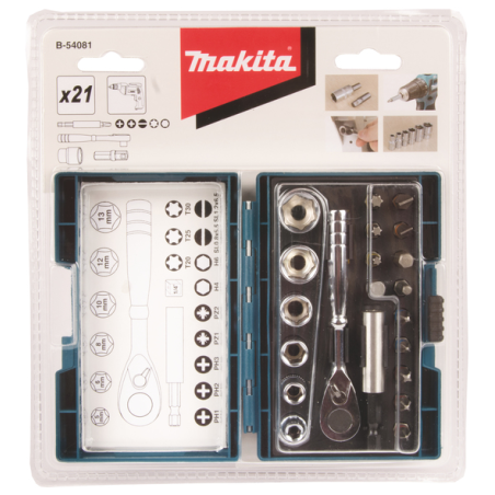COFFRET EMBOUT (21pcs) AVEC CLE A CLIQUET / B 54081 / 0088381476966 - D'ORIGINE MAKITA COFFRET EMBOUT (21pcs) AVEC CLE A CLIQUET / B 54081 / 0088381476966 - D'ORIGINE MAKITA