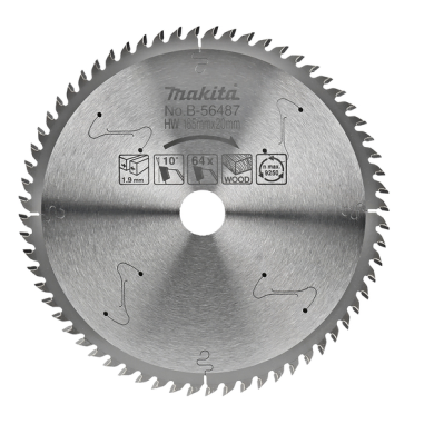 LAME CARBURE BOIS SPE RAD+BATT 165X20MM 64D - B 56487 - 0088381490528 - D'ORIGINE MAKITA