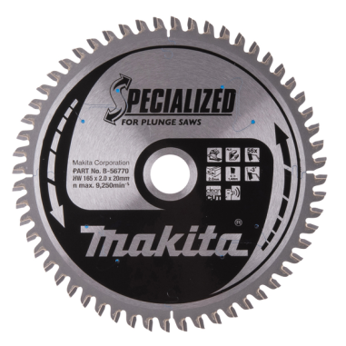 LAME CARBURE ALUMINIUM SPE PLO+BATT 165X20MM 56D - B 56770 - 3240890934765 - D'ORIGINE MAKITA
