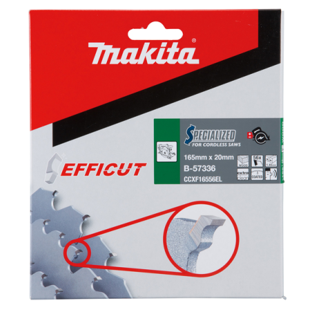 LAME CARBURE MULTI BOIS EFFICUT 165X20MM 56D - B 57336 - 0088381518420 - D'ORIGINE MAKITA