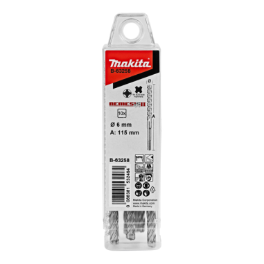 LOT DE 10 FORETS SDS PLUS NEMESIS2 6X110MM - B 63258 - 0088381532464 - D'ORIGINE MAKITA