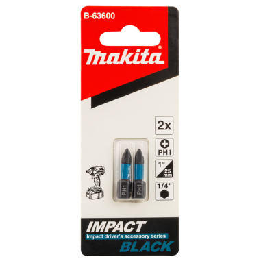 EMBOUT IMPACT BLACK PH1 25MM 2PCS / B 63600 / 0088381532877 - D'ORIGINE MAKITA