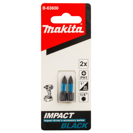 EMBOUT IMPACT BLACK PH1 25MM 2PCS / B 63600 / 0088381532877 - D'ORIGINE MAKITA