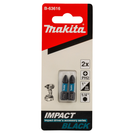 EMBOUT IMPACT BLACK PH2 25MM 2PCS / B 63616 / 0088381532884 - D'ORIGINE MAKITA