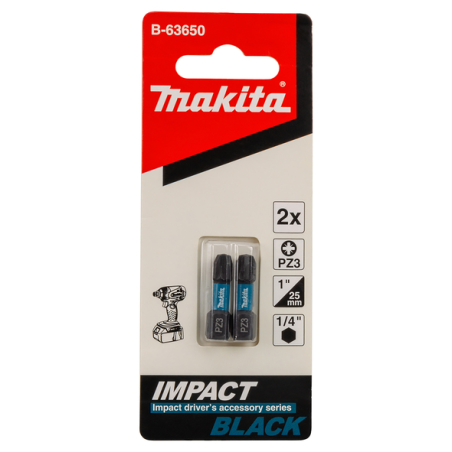 EMBOUT IMPACT BLACK PZ3 25MM 2PCS / B 63650 / 0088381532921 - D'ORIGINE MAKITA