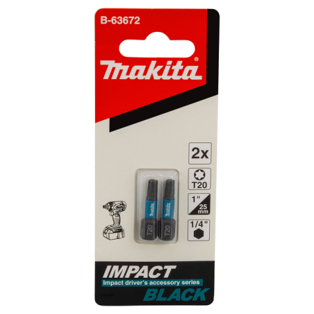 EMBOUT IMPACT BLACK T20 25MM 2PCS / B 63672 / 0088381532945 - D'ORIGINE MAKITA