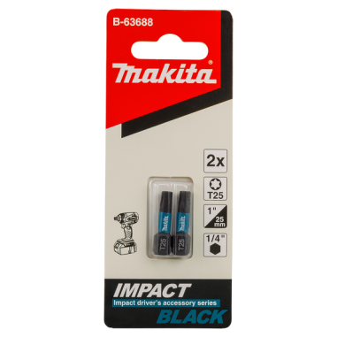 EMBOUT IMPACT BLACK T25 25MM 2PCS / B 63688 / 0088381532952 - D'ORIGINE MAKITA