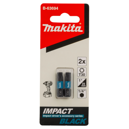 EMBOUT IMPACT BLACK T30 25MM 2PCS / B 63694 / 0088381532969 - D'ORIGINE MAKITA