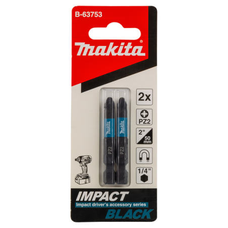 EMBOUT IMPACT BLACK PZ2 50MM 2PCS / B 63753 / 0088381533027 - D'ORIGINE MAKITA