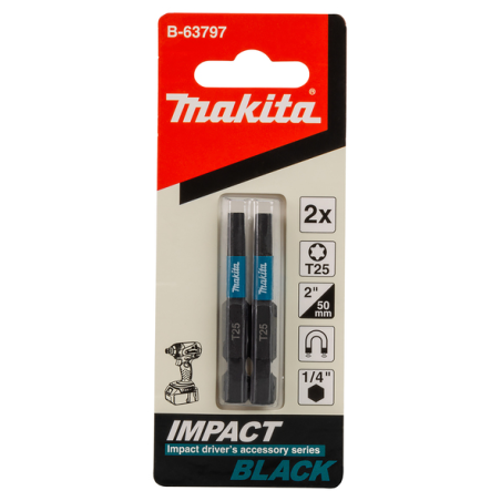 EMBOUT IMPACT BLACK T25 50MM 2PCS / B 63797 / 0088381533065 - D'ORIGINE MAKITA