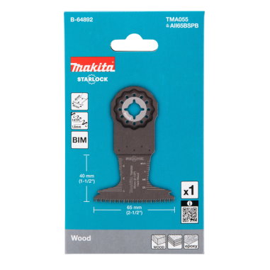 LAME PLONGEANTE BIM BOIS DUR 65x40MM TMA055 - B 64892 - 0088381536394 - D'ORIGINE MAKITA