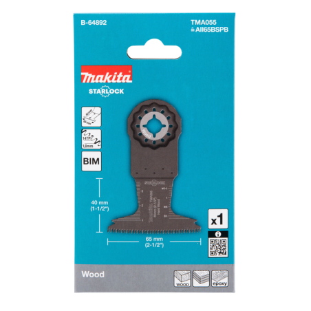 LAME PLONGEANTE BIM BOIS DUR 65x40MM TMA055 - B 64892 - 0088381536394 - D'ORIGINE MAKITA