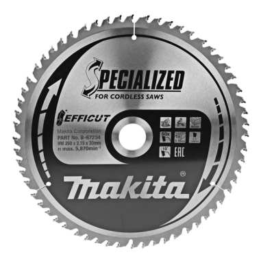 LAME CARBURE EFFICUT 260x30x60T - B 67234 - 0088381541008 - D'ORIGINE MAKITA