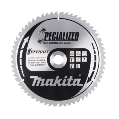 LAME CARBURE EFFICUT 305x30x60T - B 67256 - 0088381541022 - D'ORIGINE MAKITA