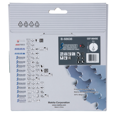 LAME CARBURE EFFICUT BOIS 190x30x45D - B 68638 - 0088381546966 - D'ORIGINE MAKITA