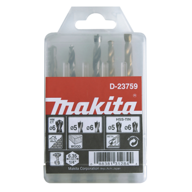 COFFRET 5 FORETS HEX 6,35 / D 23759 / 0088381312844 - D'ORIGINE MAKITA