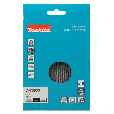 ABRASIF EN MAILLE 100X150 A120 X10 / D 78900 / 3240890944818 - D'ORIGINE MAKITA