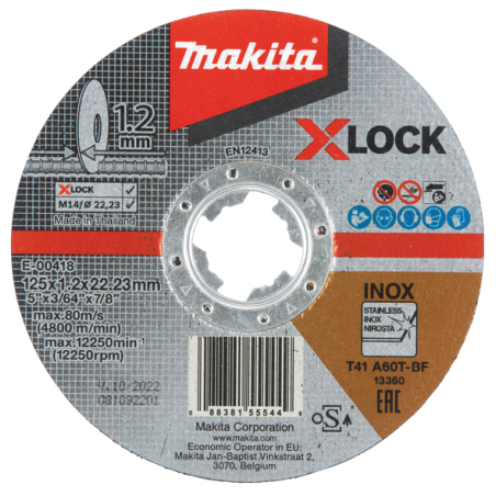 DISC TRONC INOX X LOCK 125x1.2x22.23 A60T / E 00418 / 0088381555449 - D'ORIGINE MAKITA