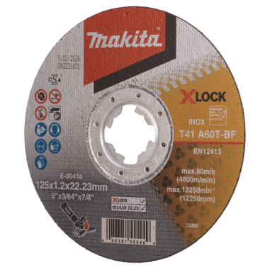 DISC TRONC INOX X LOCK 125x1.2x22.23 A60T / E 00418 / 0088381555449 - D'ORIGINE MAKITA