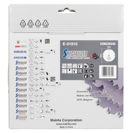 LAME CARBURE BOIS EFFICUT 235X30MM 24D - E 01915 - 3240891177505 - D'ORIGINE MAKITA