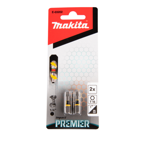 EMBOUT TORX15 25MM 2PCS IMPACT PREMIER / E 03202 / 0088381569873 - D'ORIGINE MAKITA