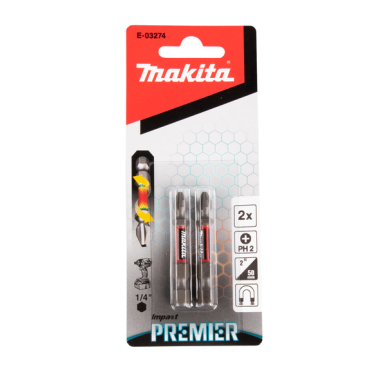 EMBOUT PH2 50 2PCS IMPACT PREMIER / E 03274 / 0088381569941 - D'ORIGINE MAKITA