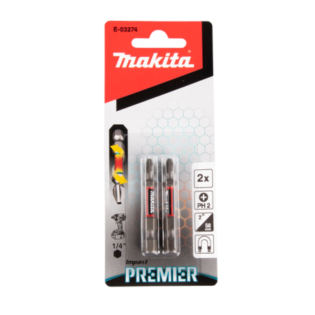 EMBOUT PH2 50 2PCS IMPACT PREMIER / E 03274 / 0088381569941 - D'ORIGINE MAKITA