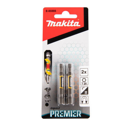 EMBOUT T25 50 2PCS IMPACT PREMIER / E 03355 / 0088381570015 - D'ORIGINE MAKITA