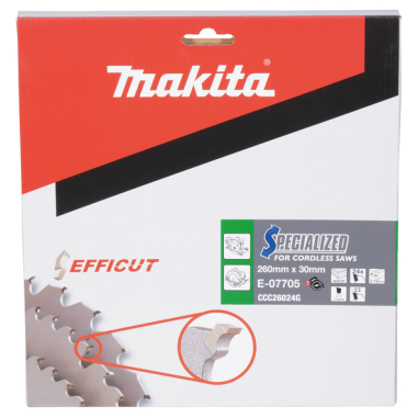 LAME CARBURE BOIS EFFICUT 260X30MM 24D - E 07705 - 0088381572408 - D'ORIGINE MAKITA