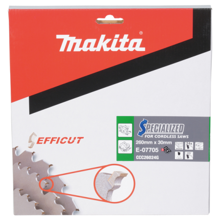 LAME CARBURE BOIS EFFICUT 260X30MM 24D - E 07705 - 0088381572408 - D'ORIGINE MAKITA