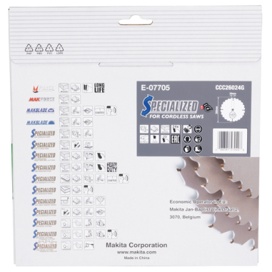 LAME CARBURE BOIS EFFICUT 260X30MM 24D - E 07705 - 0088381572408 - D'ORIGINE MAKITA