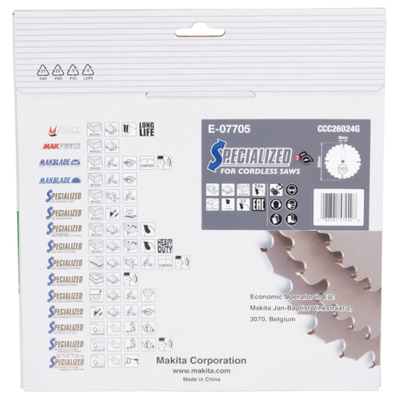 LAME CARBURE BOIS EFFICUT 260X30MM 24D - E 07705 - 0088381572408 - D'ORIGINE MAKITA